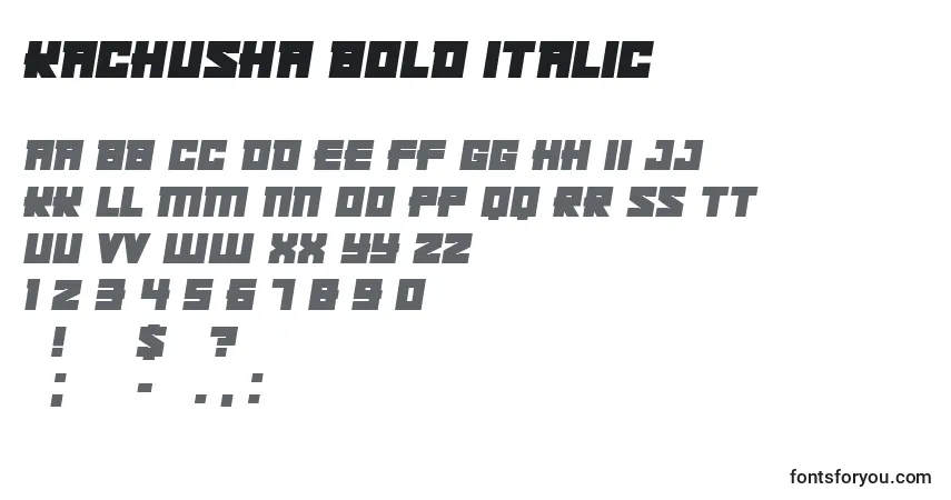 Schriftart Kachusha Bold Italic – Alphabet, Zahlen, spezielle Symbole