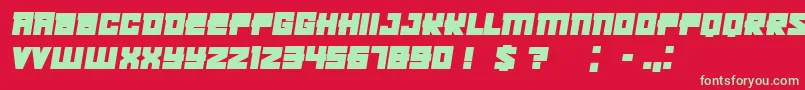 Fonte Kachusha Bold Italic – fontes verdes em um fundo vermelho