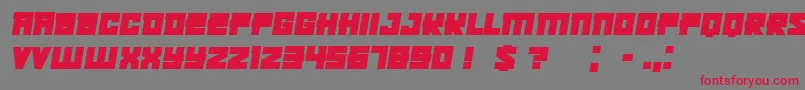 Fonte Kachusha Bold Italic – fontes vermelhas em um fundo cinza
