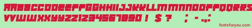 フォントKachusha Bold Italic – 赤い文字の緑の背景