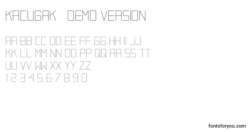 A fonte Kacugak   demo version – alfabeto, números, caracteres especiais