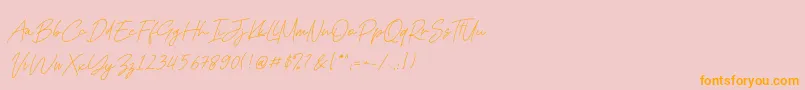 Kadung Tresno-Schriftart – Orangefarbene Schriften auf rosa Hintergrund