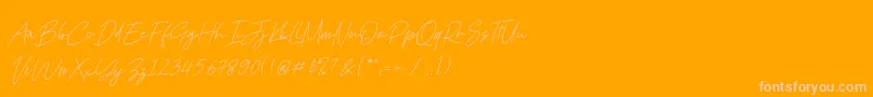 Kadung Tresno-Schriftart – Rosa Schriften auf orangefarbenem Hintergrund