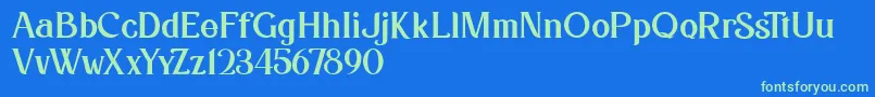 Kafina Dafont Font – Green Fonts on Blue Background