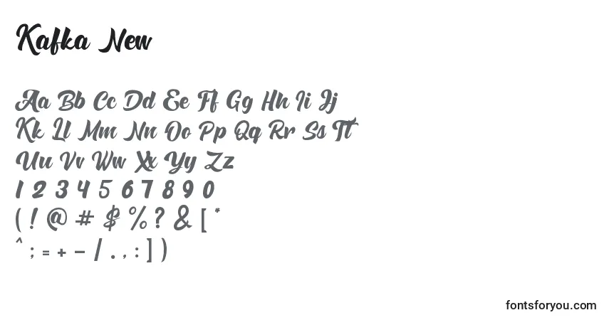 Schriftart Kafka New – Alphabet, Zahlen, spezielle Symbole