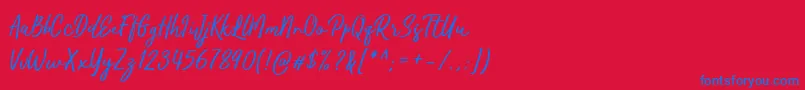 Kaftice-Schriftart – Blaue Schriften auf rotem Hintergrund