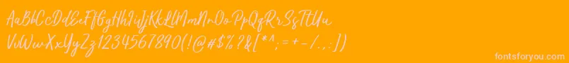 Kaftice-Schriftart – Rosa Schriften auf orangefarbenem Hintergrund