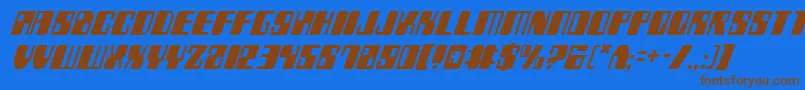 Zyv2i-Schriftart – Braune Schriften auf blauem Hintergrund