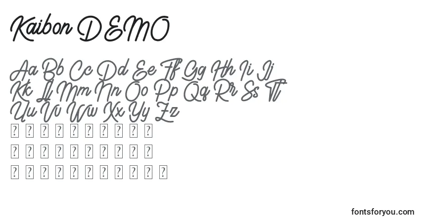 Schriftart Kaibon DEMO – Alphabet, Zahlen, spezielle Symbole