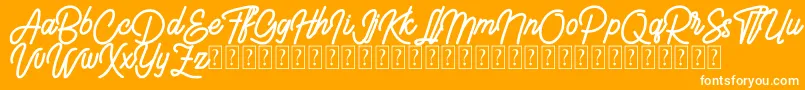 Kaibon DEMO-Schriftart – Weiße Schriften auf orangefarbenem Hintergrund