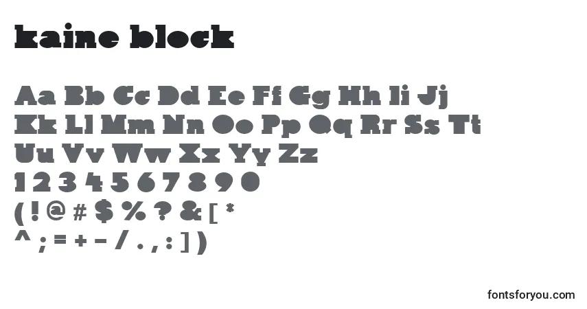 Czcionka Kaine block – alfabet, cyfry, specjalne znaki