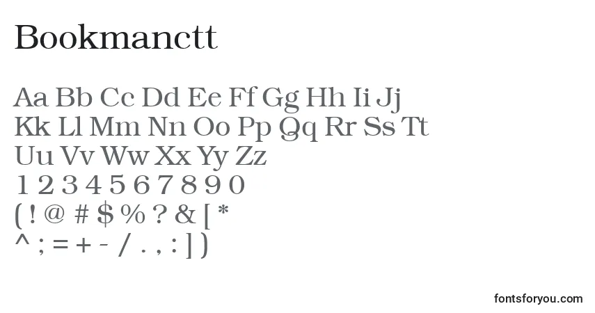 A fonte Bookmanctt – alfabeto, números, caracteres especiais