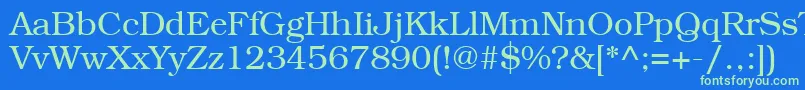 Bookmanctt Font – Green Fonts on Blue Background