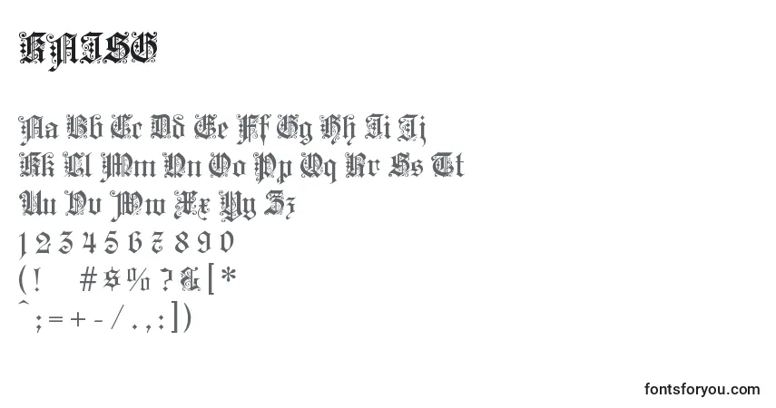 Czcionka KAISG    (131320) – alfabet, cyfry, specjalne znaki