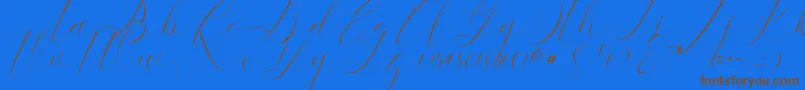 kaitlyne-Schriftart – Braune Schriften auf blauem Hintergrund