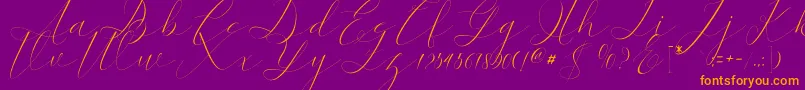 kaitlyne-Schriftart – Orangefarbene Schriften auf violettem Hintergrund