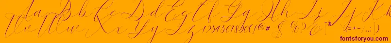 kaitlyne-Schriftart – Violette Schriften auf orangefarbenem Hintergrund