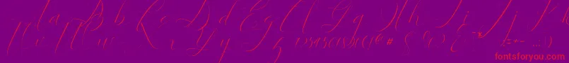 kaitlyne-Schriftart – Rote Schriften auf violettem Hintergrund