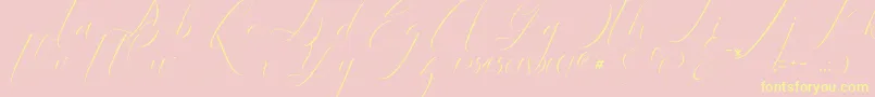 kaitlyne-Schriftart – Gelbe Schriften auf rosa Hintergrund