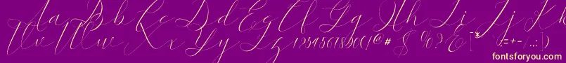 kaitlyne-Schriftart – Gelbe Schriften auf violettem Hintergrund