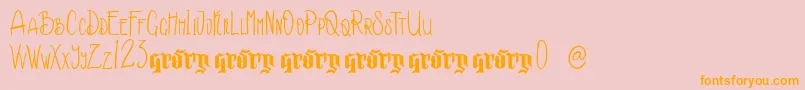 Kakara Demo Version-Schriftart – Orangefarbene Schriften auf rosa Hintergrund