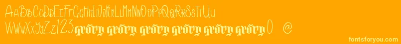 Kakara Demo Version Font – Yellow Fonts on Orange Background