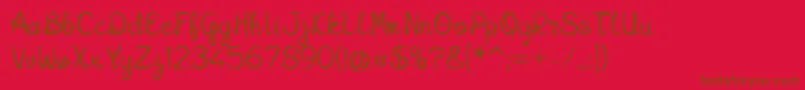 Czcionka Kalamian01 – brązowe czcionki na czerwonym tle