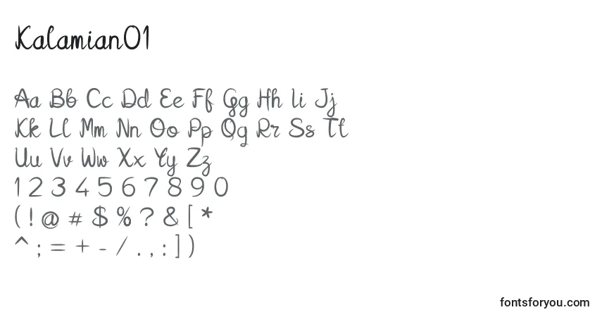 Czcionka Kalamian01 (131325) – alfabet, cyfry, specjalne znaki
