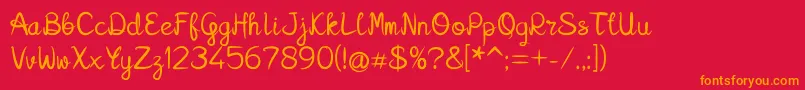 Kalamian01-Schriftart – Orangefarbene Schriften auf rotem Hintergrund