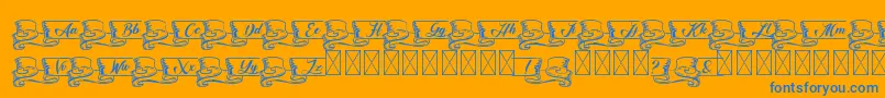 Kaldevaderibbon-Schriftart – Blaue Schriften auf orangefarbenem Hintergrund