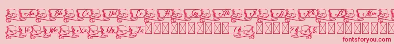 フォントKaldevaderibbon – ピンクの背景に赤い文字