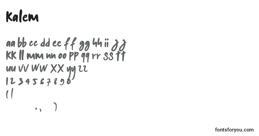 Шрифт Kalem – алфавит, цифры, специальные символы