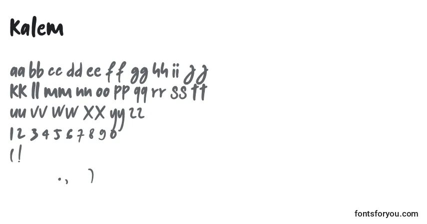 Kalem (131328)-fontti – aakkoset, numerot, erikoismerkit