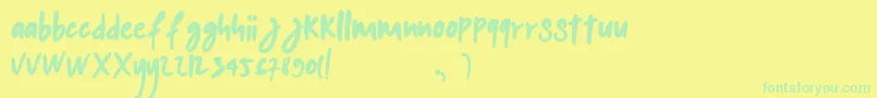 kalem Font – Green Fonts on Yellow Background