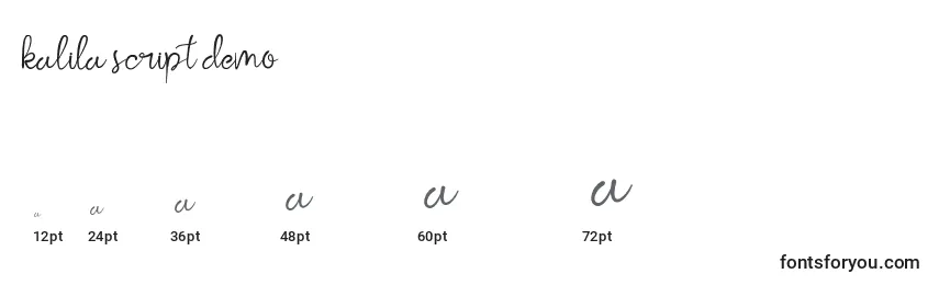 Размеры шрифта Kalila script demo