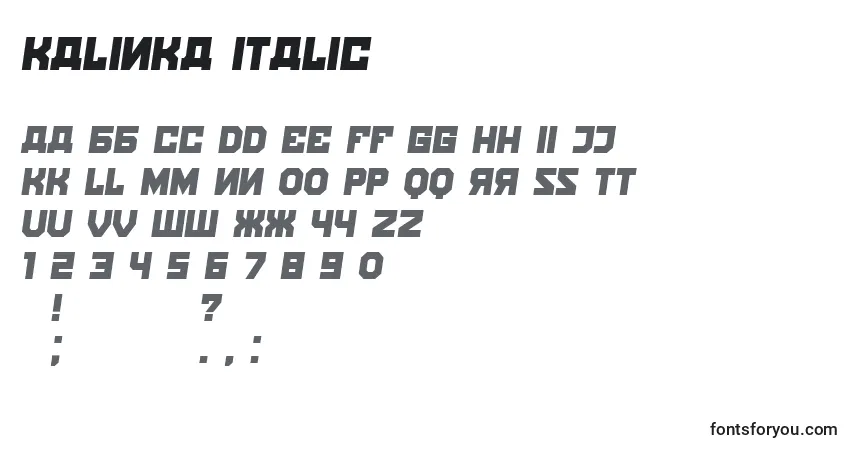 Kalinka Italic Font – alphabet, numbers, special characters