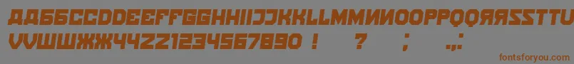 フォントKalinka Italic – 茶色の文字が灰色の背景にあります。