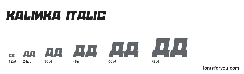 Размеры шрифта Kalinka Italic