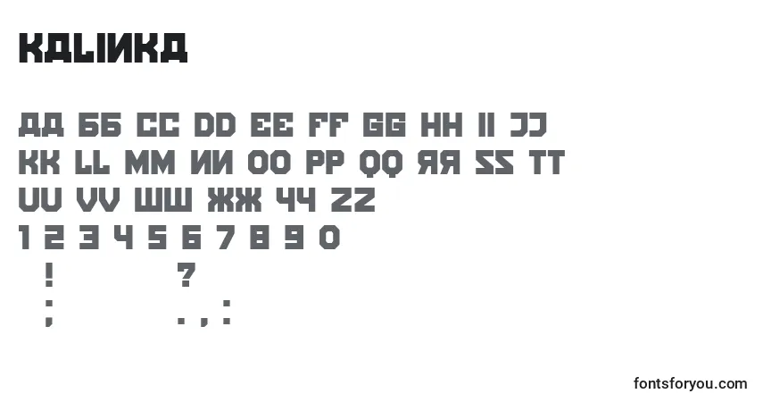 A fonte Kalinka – alfabeto, números, caracteres especiais