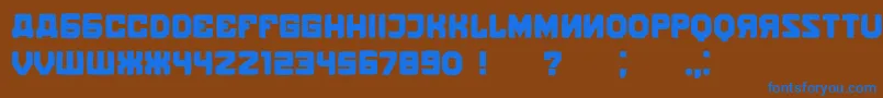 KalinkaDistorted-Schriftart – Blaue Schriften auf braunem Hintergrund