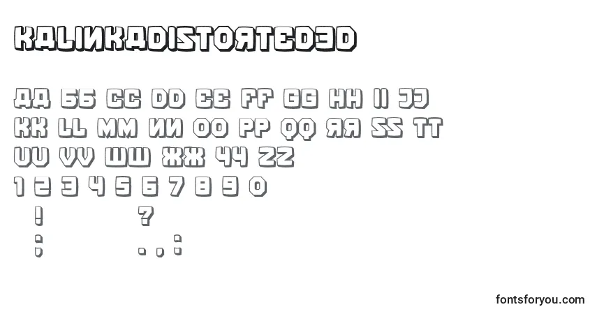 Czcionka KalinkaDistorted3D – alfabet, cyfry, specjalne znaki