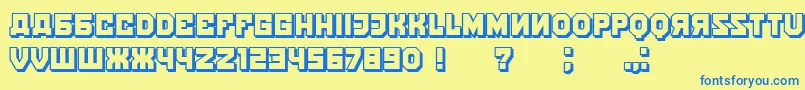 フォントKalinkaShadow – 青い文字が黄色の背景にあります。