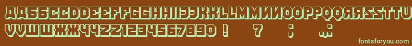 フォントKalinkaShadow – 緑色の文字が茶色の背景にあります。