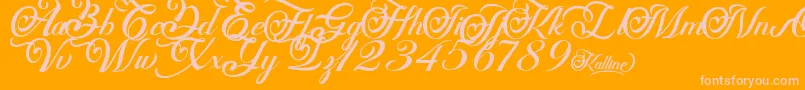 Kalline Font – Pink Fonts on Orange Background