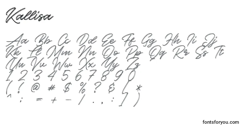 Schriftart Kallisa – Alphabet, Zahlen, spezielle Symbole
