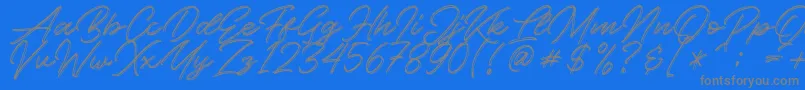 Kallisa-Schriftart – Graue Schriften auf blauem Hintergrund