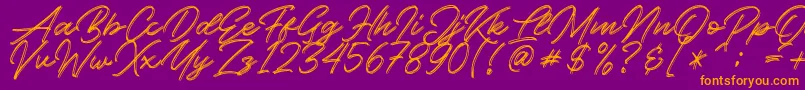 Kallisa-Schriftart – Orangefarbene Schriften auf violettem Hintergrund