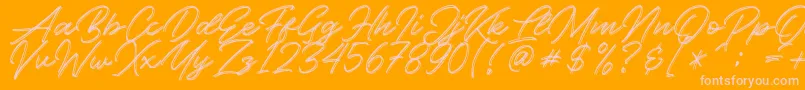 Kallisa-Schriftart – Rosa Schriften auf orangefarbenem Hintergrund