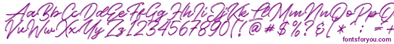 Kallisa-Schriftart – Violette Schriften auf weißem Hintergrund