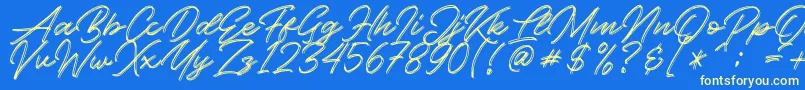 Kallisa Font – Yellow Fonts on Blue Background